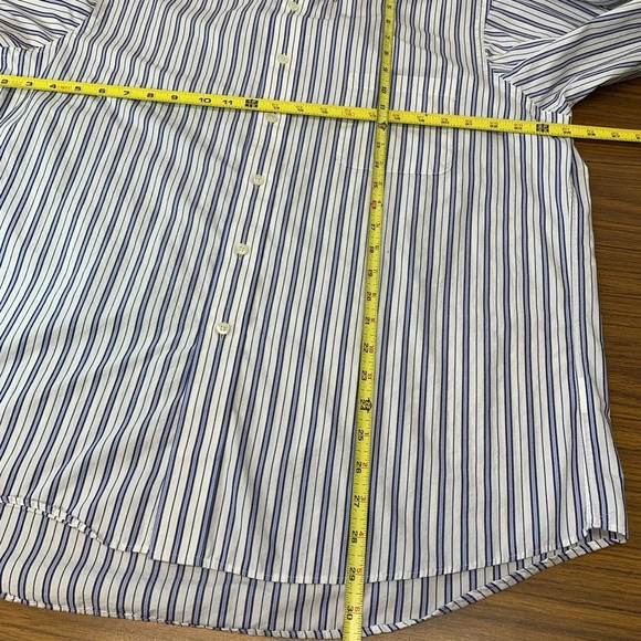 Chaps Mens Long Sleeve Dress Shirt 17 Classic Fit Wrinkle Free Blue Stripe. G 27 - Picture 7 of 8
